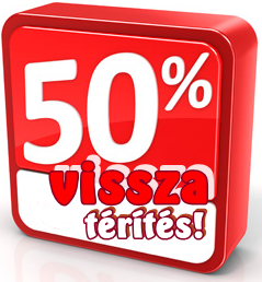 minden hónapban egy szerencsés vevonk visszakapja vásárlása árának 50%-át!!